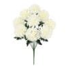 Ball Mum Pom Pom Flower Bush w Filler x7, 16in, Cream White